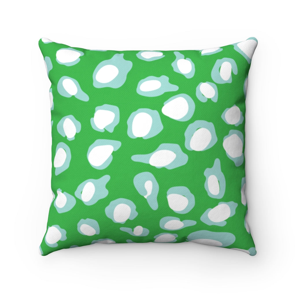 Preppy Leopard Green Aqua White chic pillow cover case choose size - insert sold separately