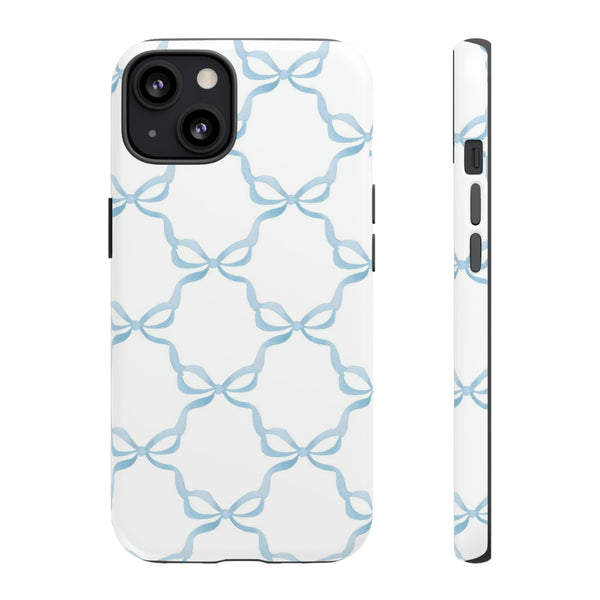 iPhone Tough Case Preppy Watercolor Bow Pattern Blue