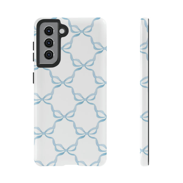 iPhone Tough Case Preppy Watercolor Bow Pattern Blue