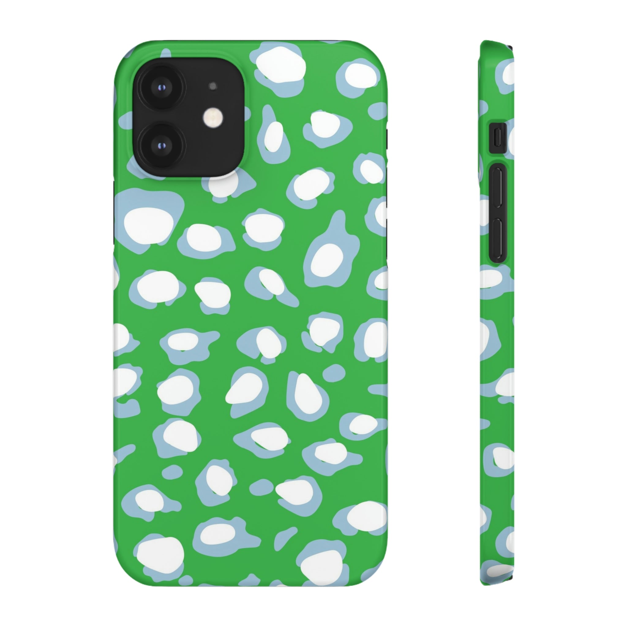 Preppy Leopard Kelly Green + Aqua Spots Protective Phone Case