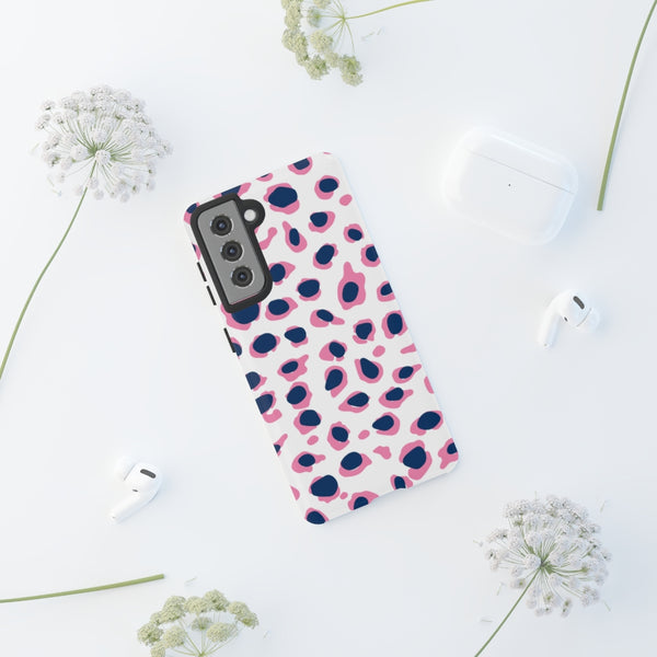 TOUGH Version Pretty Printing X Beautycounter Limited Edition Case Preppy Leopard Spots in Pink and Navy