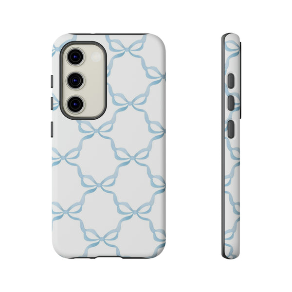 iPhone Tough Case Preppy Watercolor Bow Pattern Blue