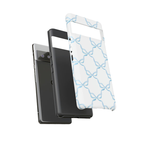 iPhone Tough Case Preppy Watercolor Bow Pattern Blue