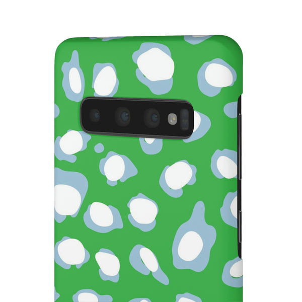 Preppy Leopard Kelly Green + Aqua Spots Protective Phone Case