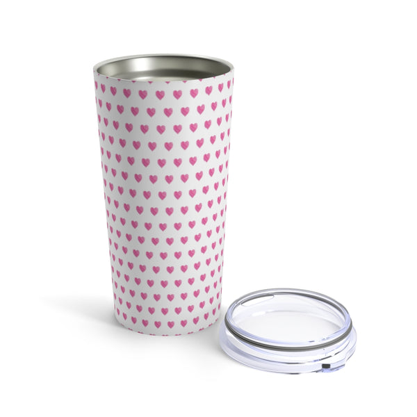 Preppy Watercolor Hearts in Pink Tumbler Drink stays cool 20oz