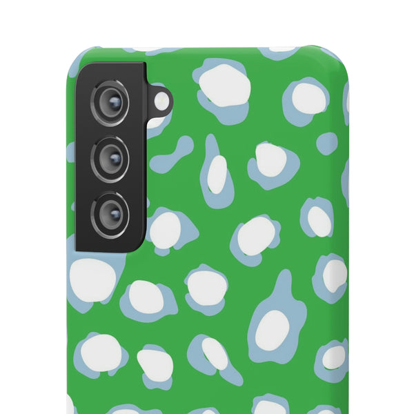 Preppy Leopard Kelly Green + Aqua Spots Protective Phone Case