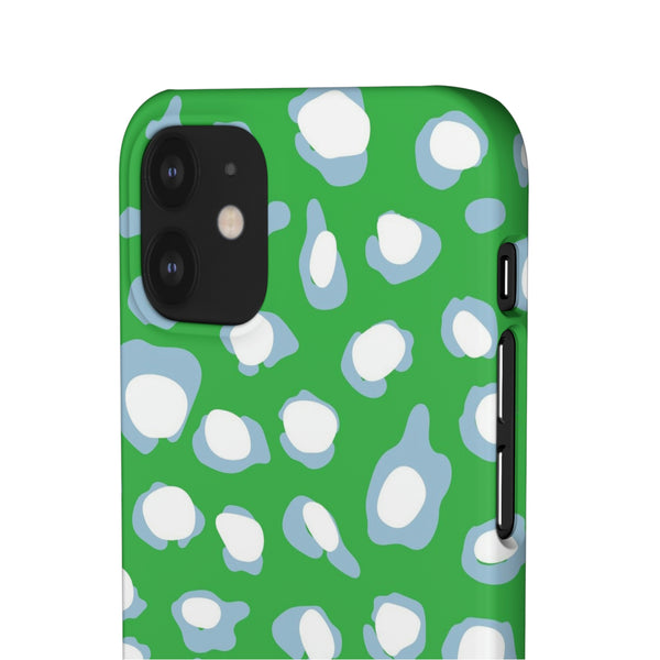 Preppy Leopard Kelly Green + Aqua Spots Protective Phone Case