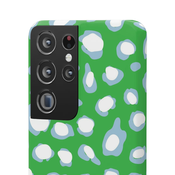 Preppy Leopard Kelly Green + Aqua Spots Protective Phone Case