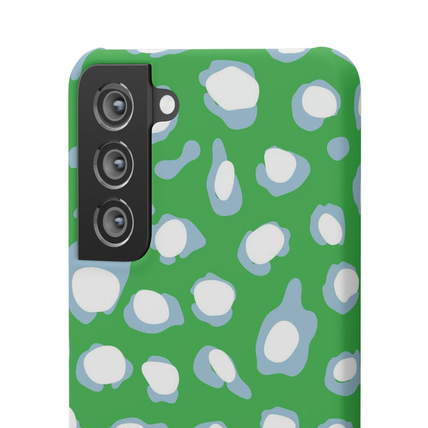 Preppy Leopard Kelly Green + Aqua Spots Protective Phone Case