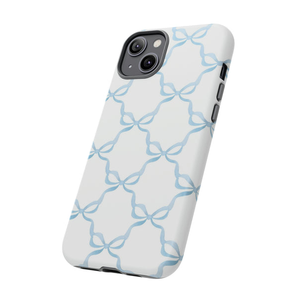 iPhone Tough Case Preppy Watercolor Bow Pattern Blue