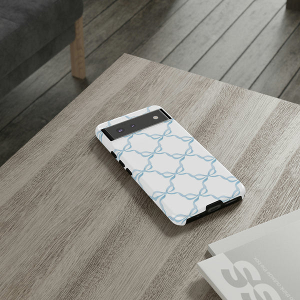 iPhone Tough Case Preppy Watercolor Bow Pattern Blue