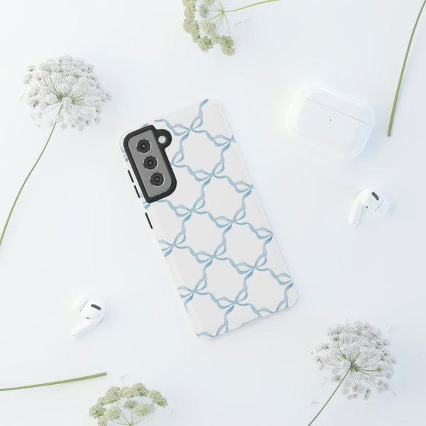 iPhone Tough Case Preppy Watercolor Bow Pattern Blue