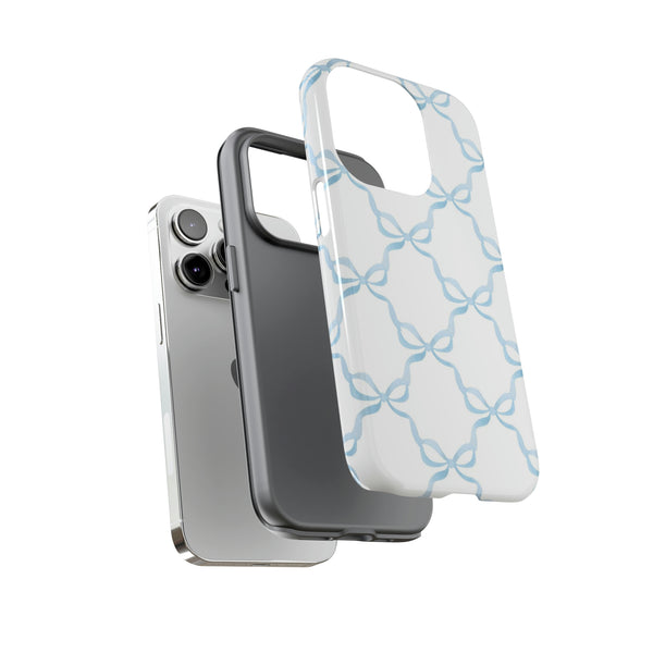 iPhone Tough Case Preppy Watercolor Bow Pattern Blue