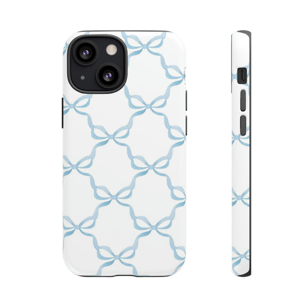 iPhone Tough Case Preppy Watercolor Bow Pattern Blue