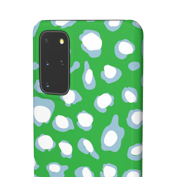 Preppy Leopard Kelly Green + Aqua Spots Protective Phone Case