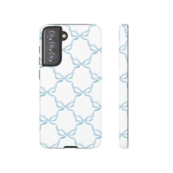iPhone Tough Case Preppy Watercolor Bow Pattern Blue