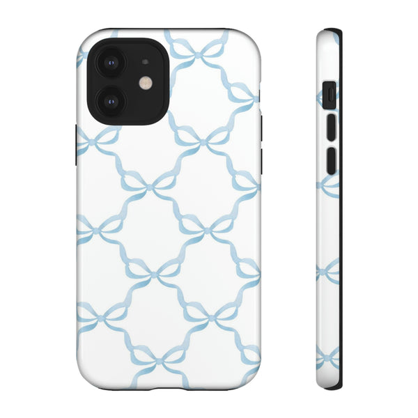 iPhone Tough Case Preppy Watercolor Bow Pattern Blue