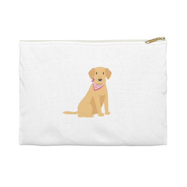 Yellow Lab, Labrador Retriever Pattern in Navy Zip Pouch, Catchall, Makeup Case, Zip accessory clutch Bag