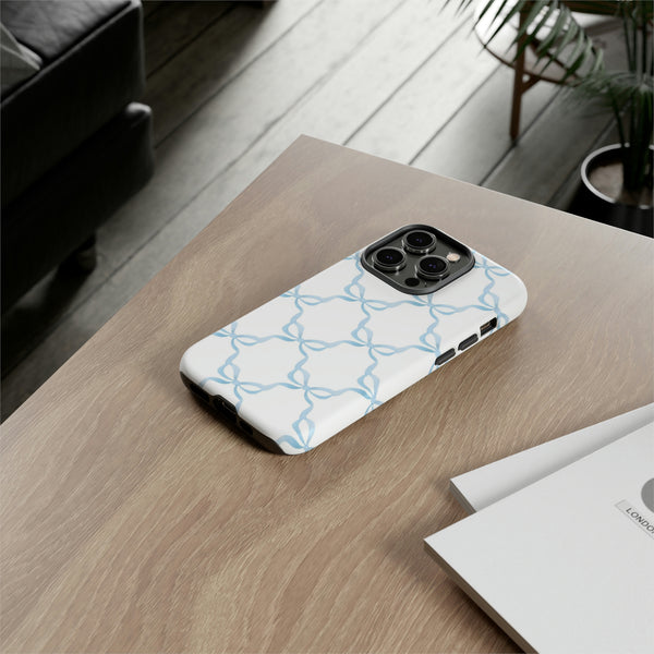 iPhone Tough Case Preppy Watercolor Bow Pattern Blue