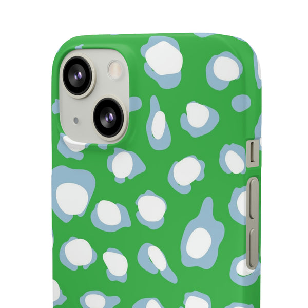 Preppy Leopard Kelly Green + Aqua Spots Protective Phone Case