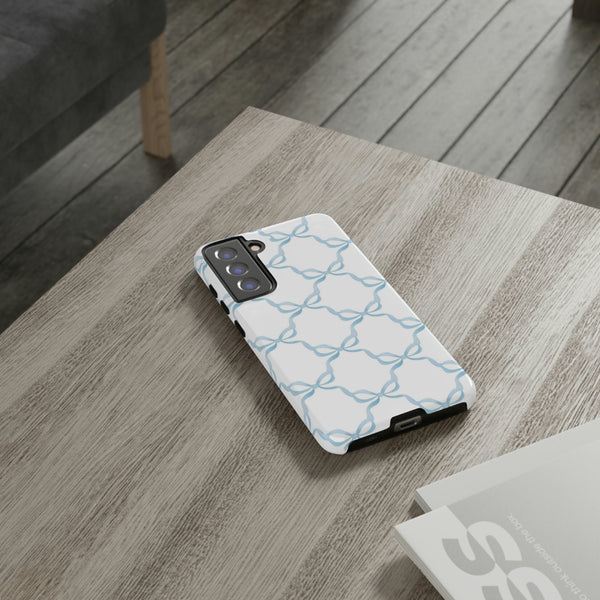 iPhone Tough Case Preppy Watercolor Bow Pattern Blue