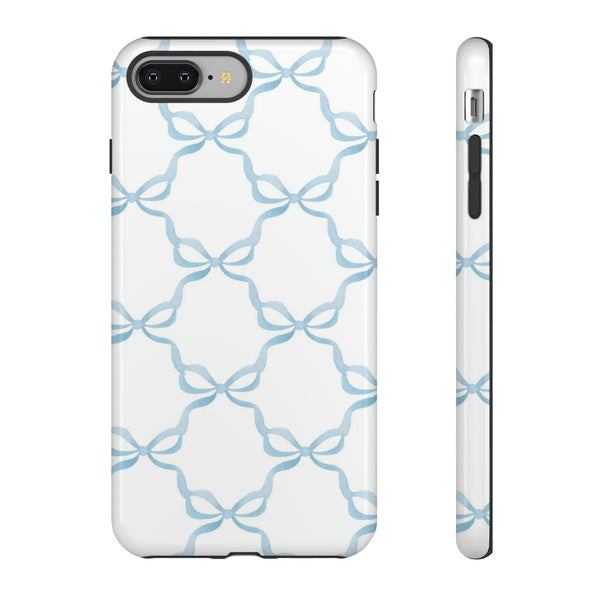 iPhone Tough Case Preppy Watercolor Bow Pattern Blue