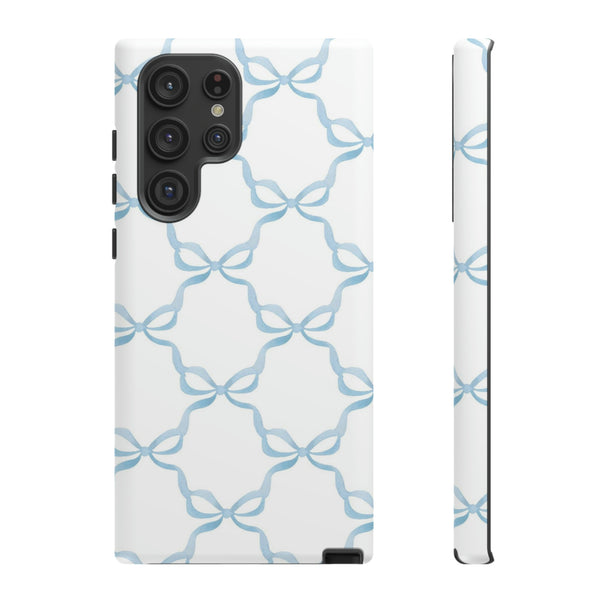 iPhone Tough Case Preppy Watercolor Bow Pattern Blue