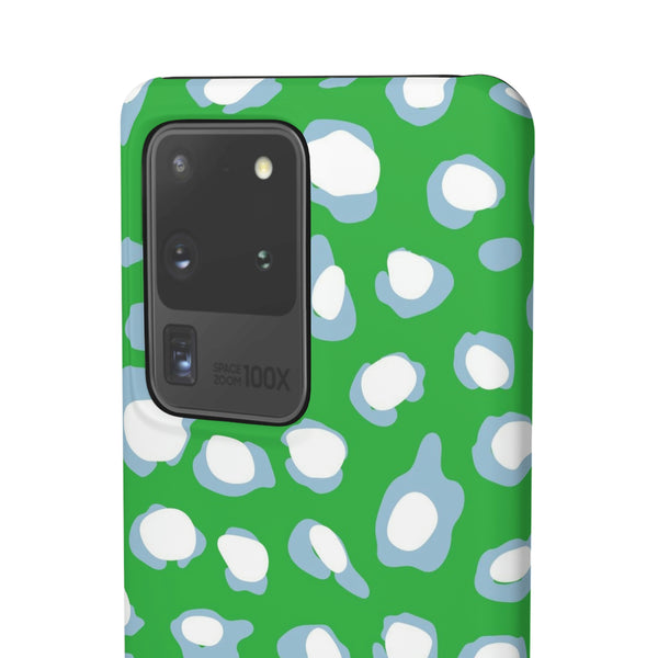 Preppy Leopard Kelly Green + Aqua Spots Protective Phone Case