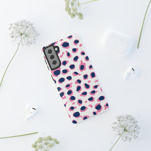 TOUGH Version Pretty Printing X Beautycounter Limited Edition Case Preppy Leopard Spots in Pink and Navy