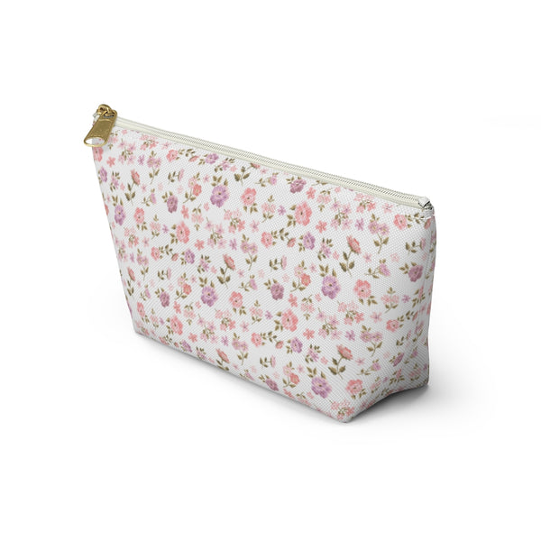 Preppy Floral Shabby Chic - Accessory Zip Pouch Available in Two Sizes