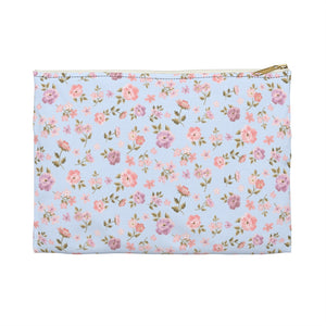Loveshackfancy Inspired Ditsy Floral Blue Pattern -  Accessory Pouch Zip Closure Available in Two Sizes