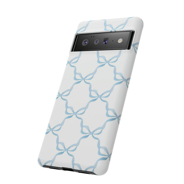iPhone Tough Case Preppy Watercolor Bow Pattern Blue
