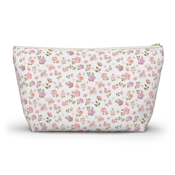 Preppy Floral Shabby Chic - Accessory Zip Pouch Available in Two Sizes