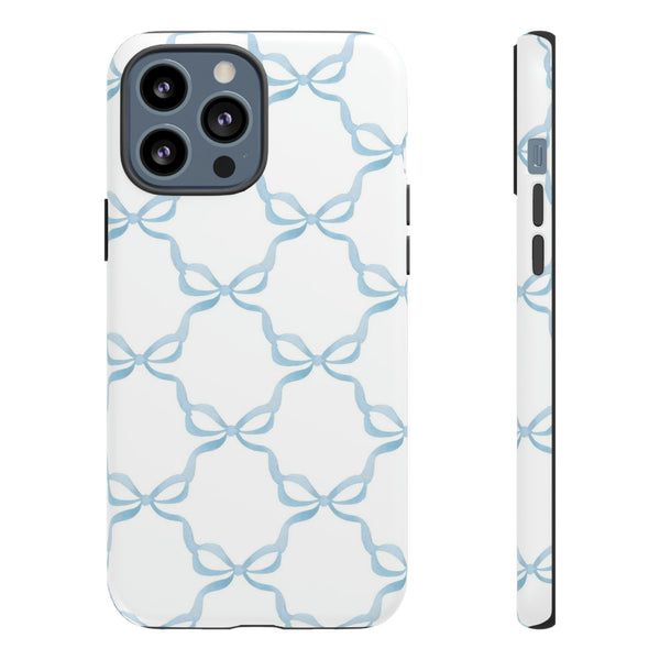 iPhone Tough Case Preppy Watercolor Bow Pattern Blue