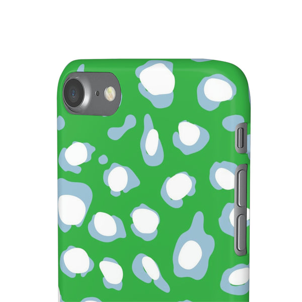 Preppy Leopard Kelly Green + Aqua Spots Protective Phone Case