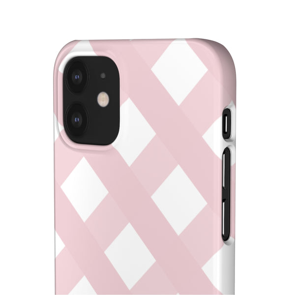 Gingham Blush + White Phone Case