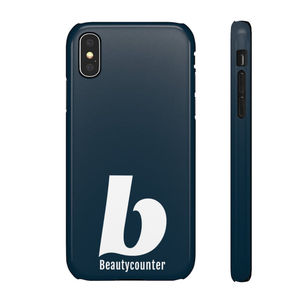 SLEEK Version Pretty Printing X Beautycounter Phone Case Navy with White Logo