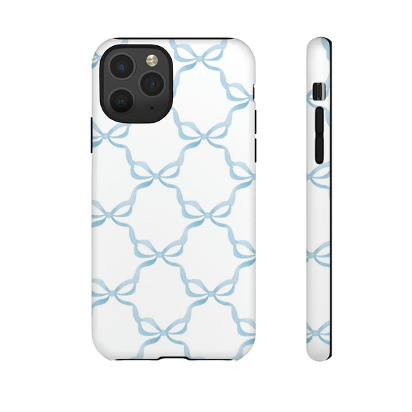 iPhone Tough Case Preppy Watercolor Bow Pattern Blue