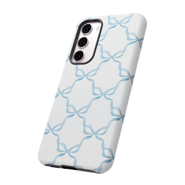 iPhone Tough Case Preppy Watercolor Bow Pattern Blue