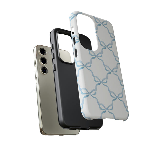 iPhone Tough Case Preppy Watercolor Bow Pattern Blue