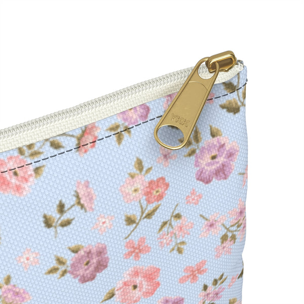 Loveshackfancy Inspired Ditsy Floral Blue- Accessory Pouch Zip Top - Clutch - Makeup Case Toiletry Travel Two size Shabby Chic