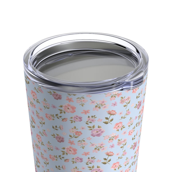 Preppy Disty Floral Tumbler in Blue Tumbler Drink stays cool 20oz Loveshackfancy Inspired