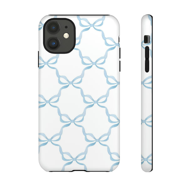 iPhone Tough Case Preppy Watercolor Bow Pattern Blue
