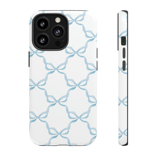 iPhone Tough Case Preppy Watercolor Bow Pattern Blue