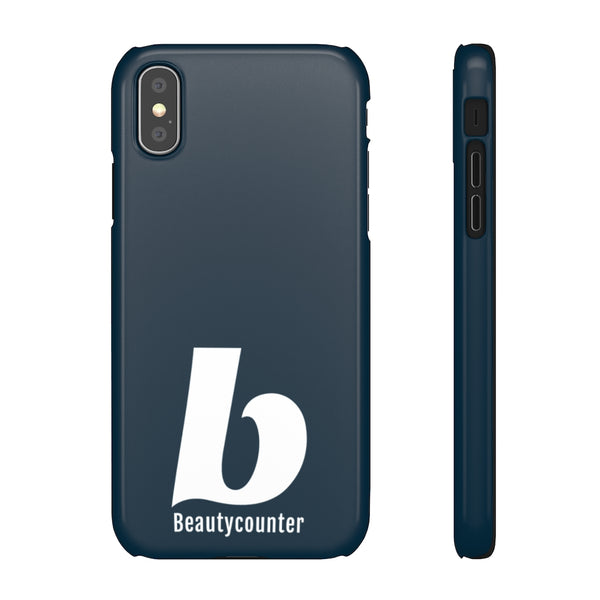 SLEEK Version Pretty Printing X Beautycounter Phone Case Navy with White Logo