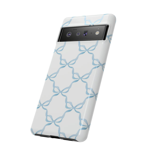 iPhone Tough Case Preppy Watercolor Bow Pattern Blue