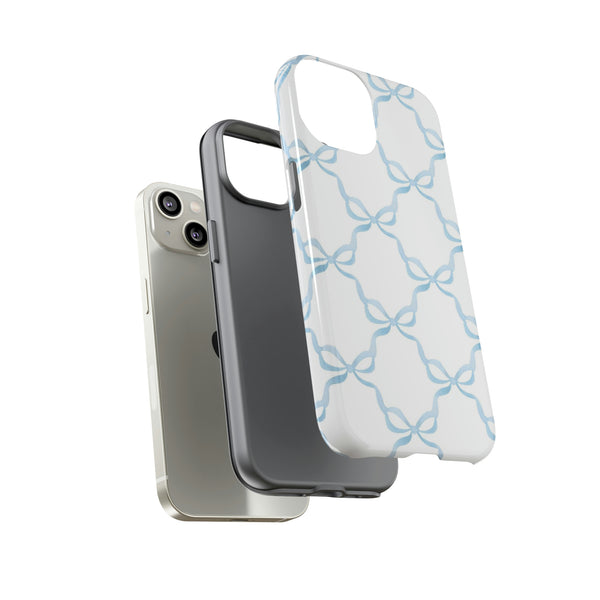 iPhone Tough Case Preppy Watercolor Bow Pattern Blue