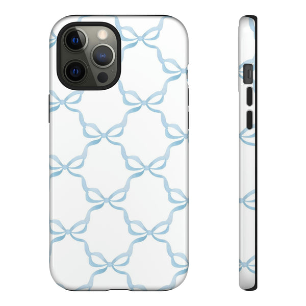 iPhone Tough Case Preppy Watercolor Bow Pattern Blue