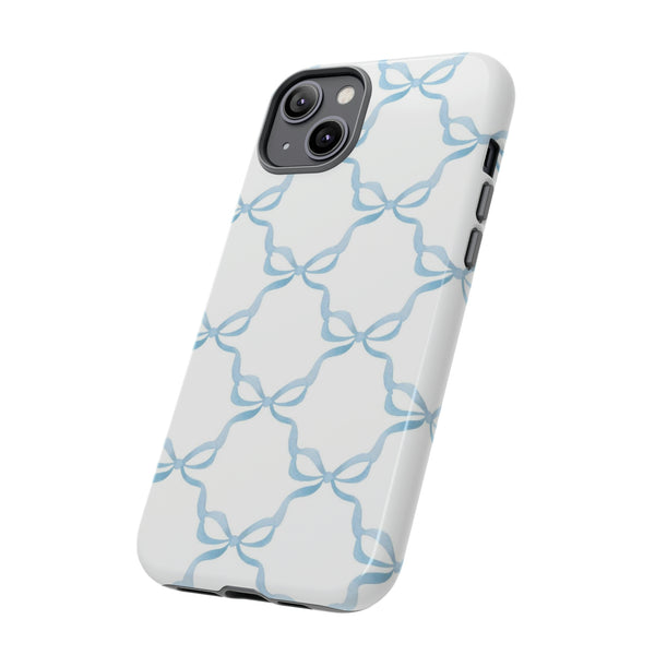 iPhone Tough Case Preppy Watercolor Bow Pattern Blue