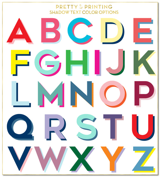 Gift Tag Initials Shadow Text (more color options)
